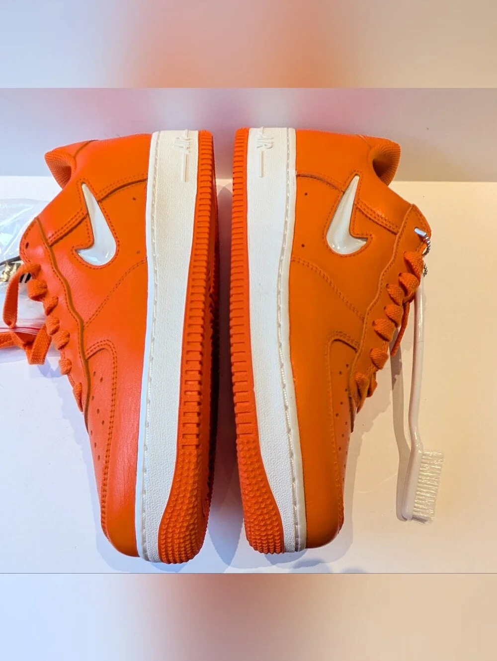 NWT Nike Air Force 1 Men's Orange Low-Top Sneakers with Jewel Swoosh